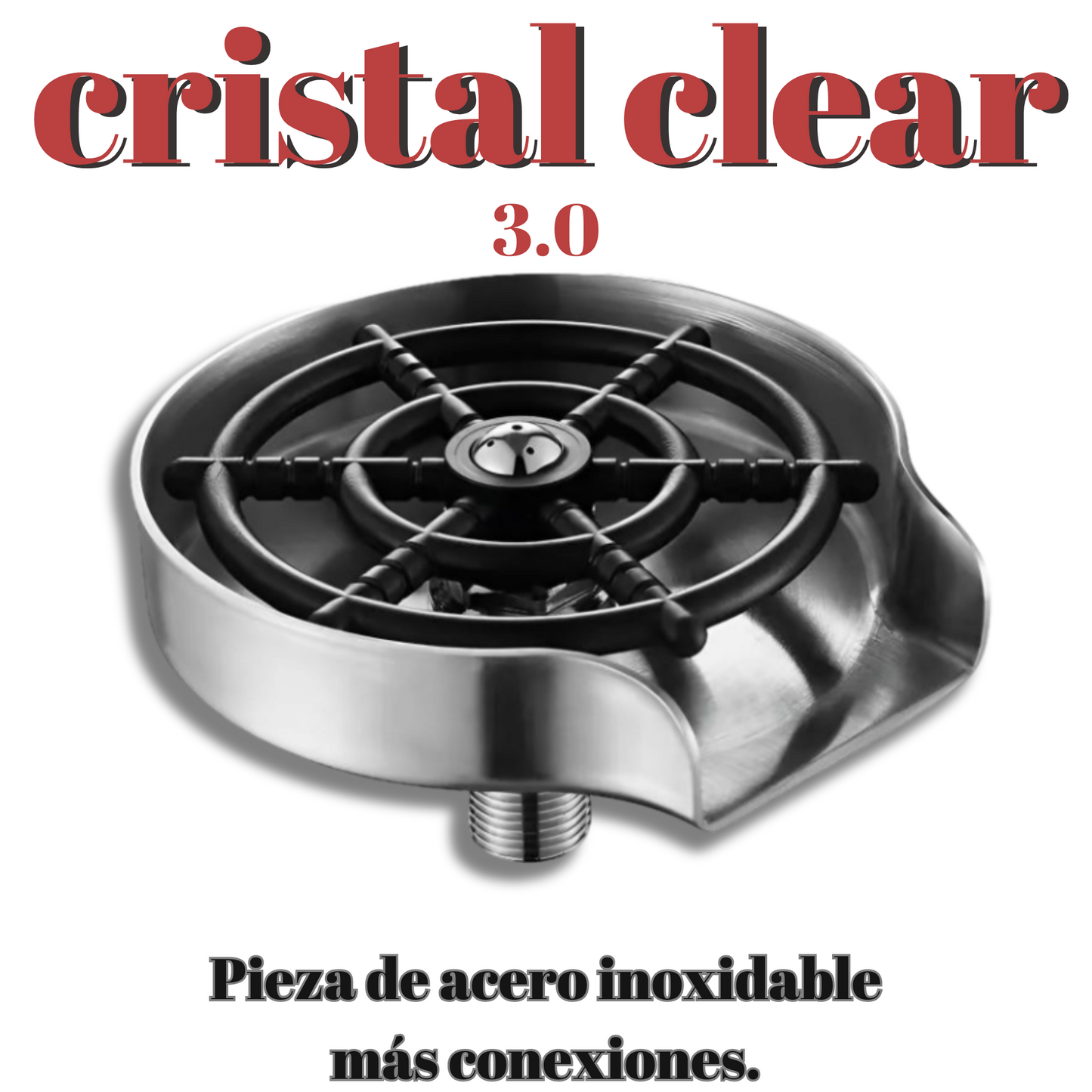 Cristal clear 3.0 Acero inoxidable con piezas de instalación.