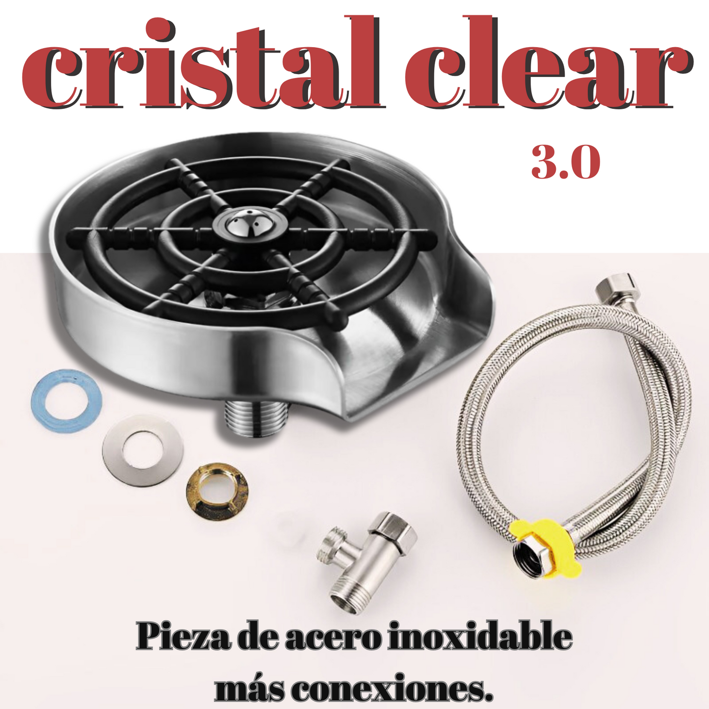 Cristal clear 3.0 Acero inoxidable con piezas de instalación.